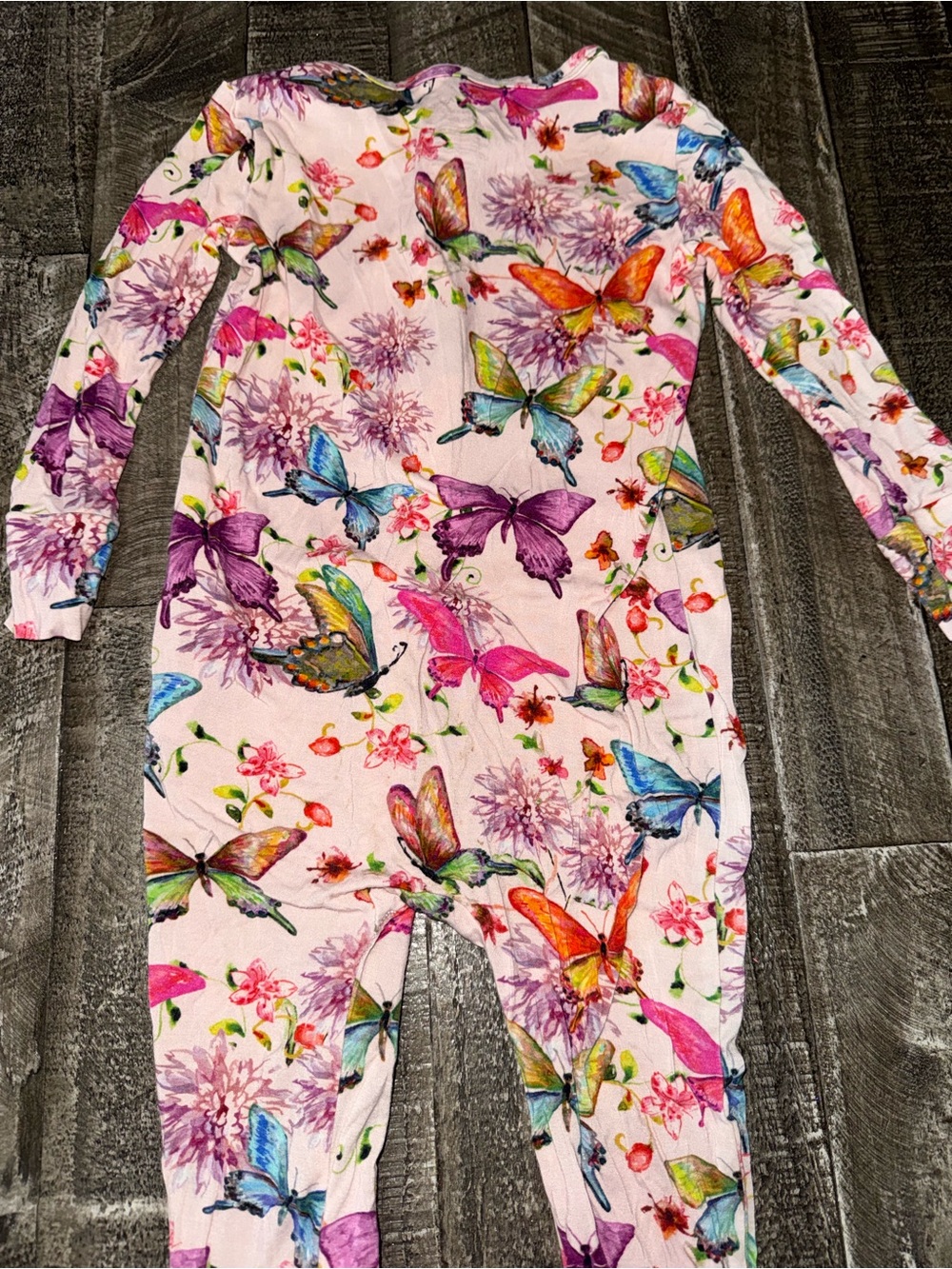 Posh Peanut Pink Butterfly Zip One-Piece Pajamas - Picture 3 of 4